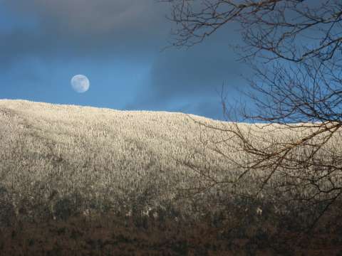 Mountain in Winter with Moon